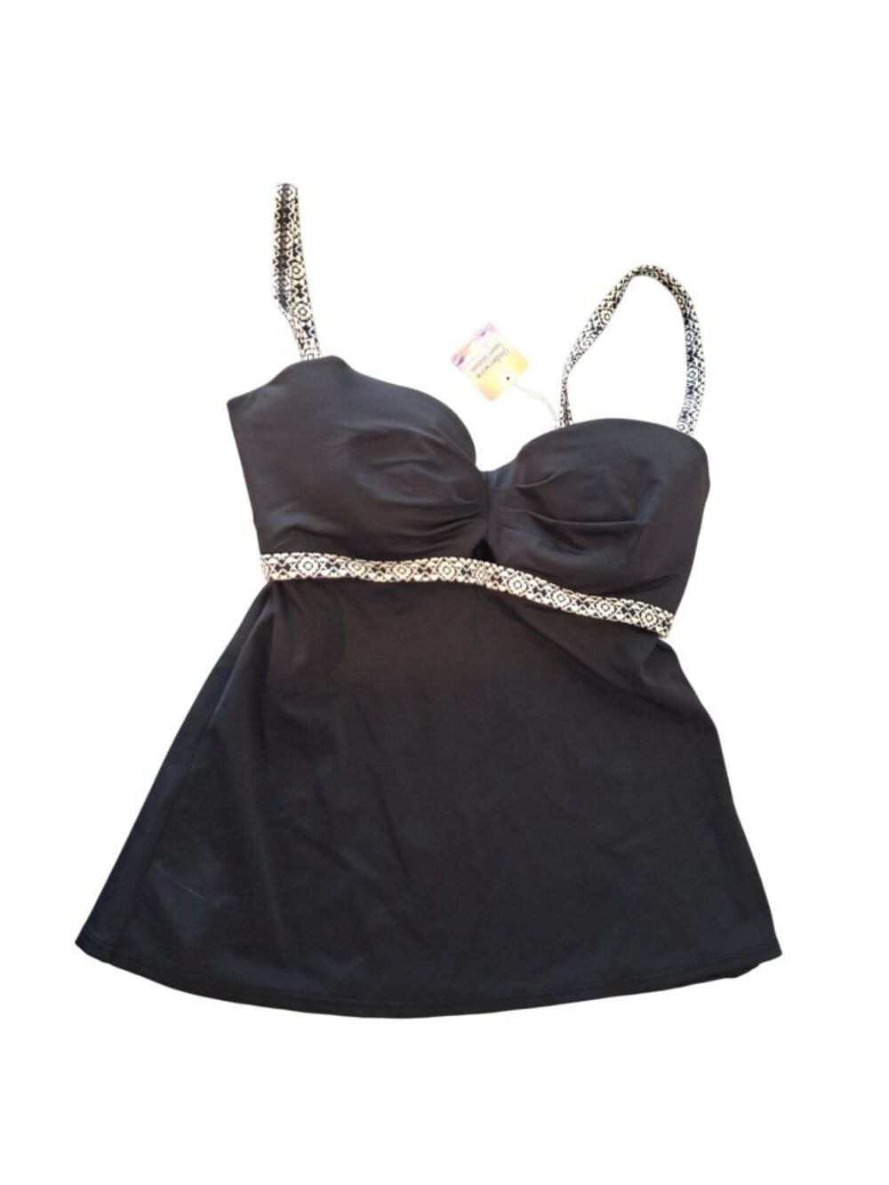 Coco Rave Tankini Top M/L 34/36 DD Black Swim One Shoulder NWT